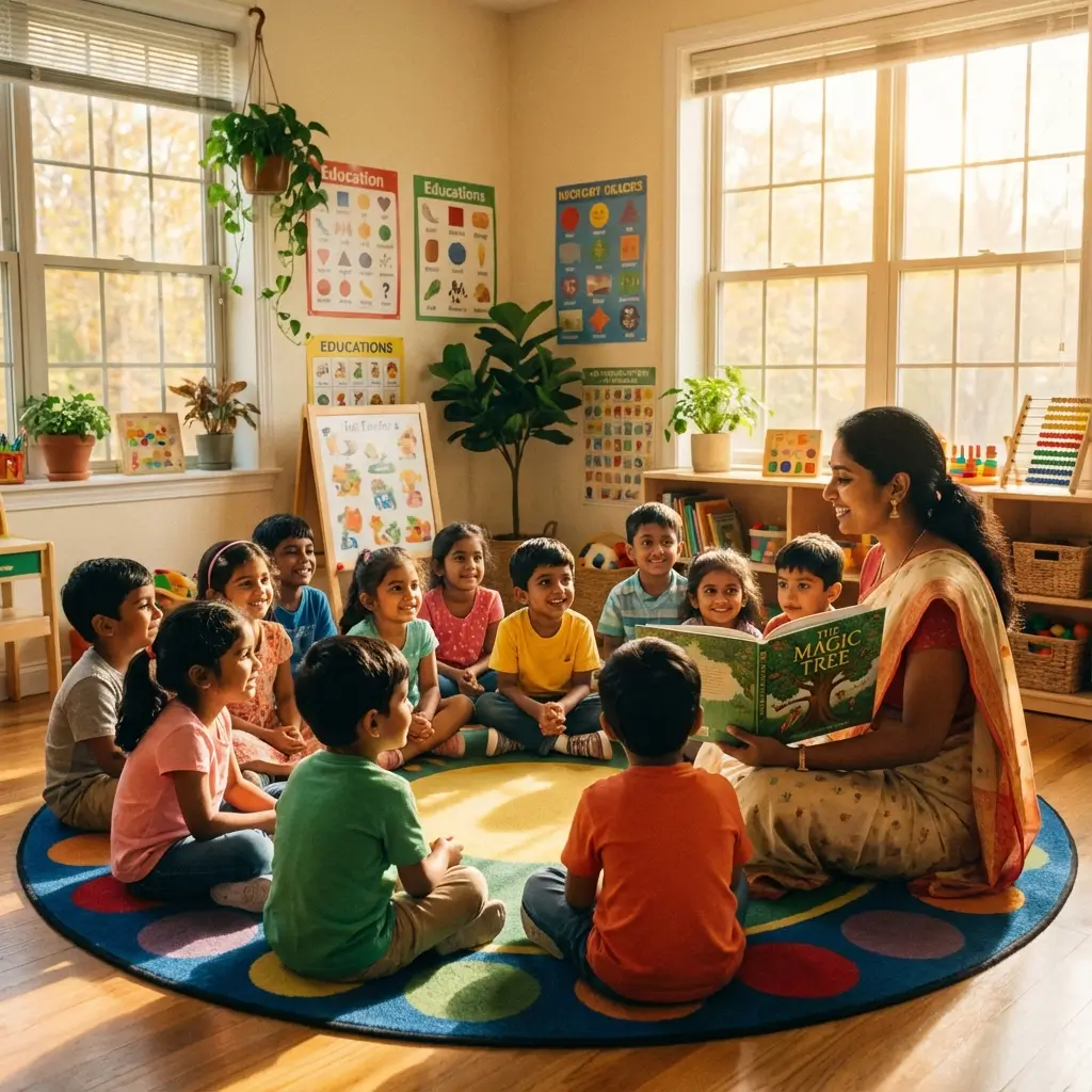 Teacher reading to kids